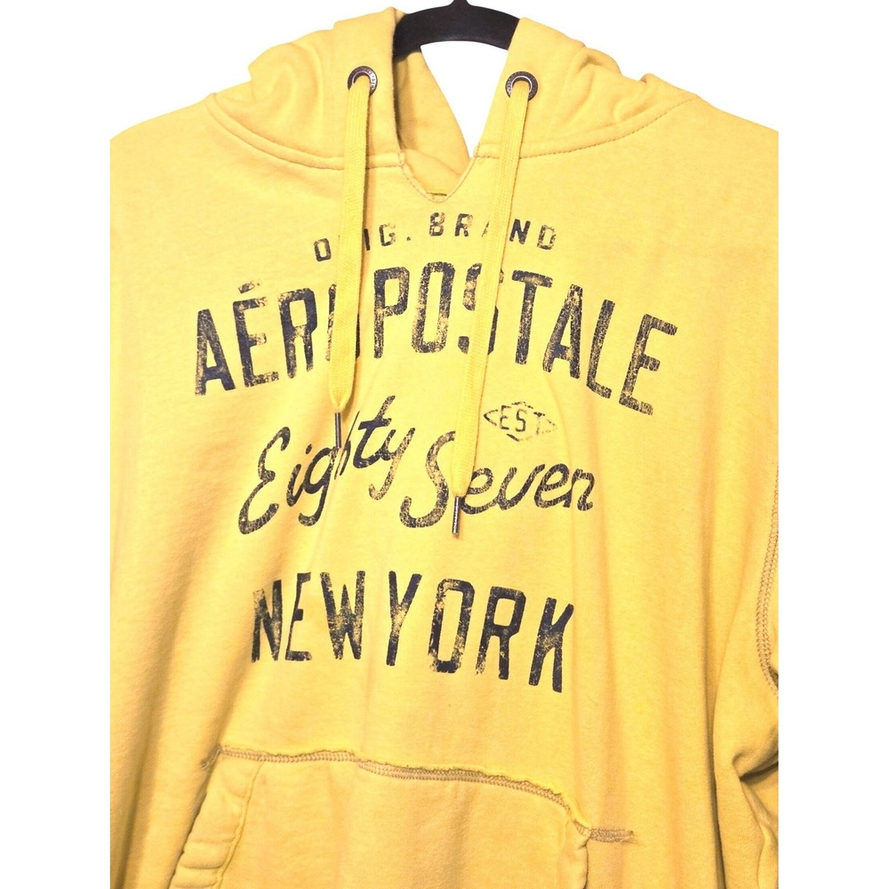 Aeropostale Hoodie Mens XXL Yellow Eighty Seven New York Pullover 9032AF13